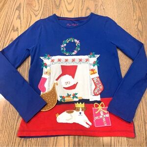 Mini boden Christmas Santa Came Down Chimney Shirt Size 8-9y
